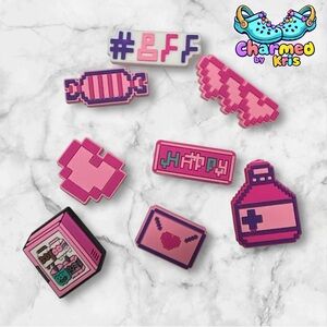 6. Pink Pixel Art Croc Charms